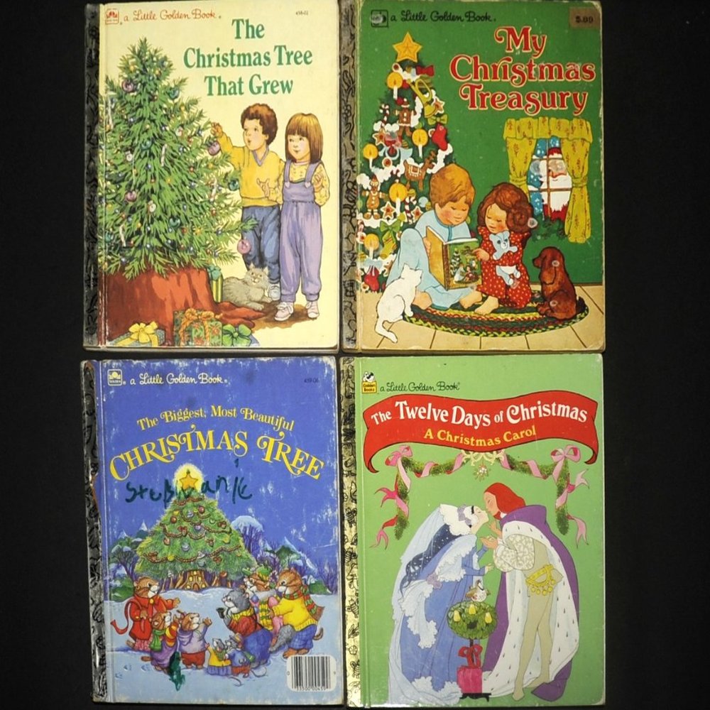 VTG Little Golden Books Lot of 4, CHRISTMAS Treasury 12 Days Christmas 80's 90's